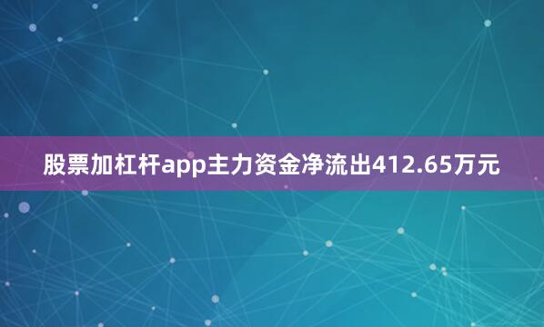 股票加杠杆app主力资金净流出412.65万元