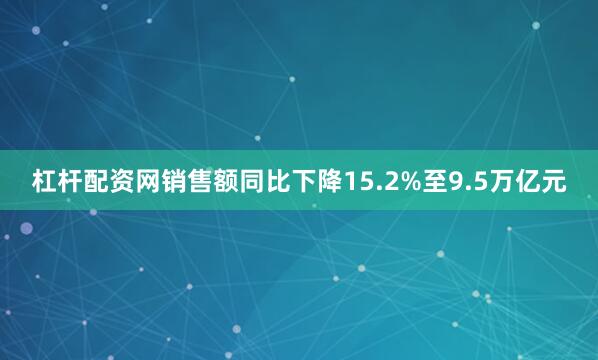 杠杆配资网销售额同比下降15.2%至9.5万亿元