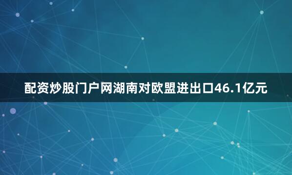 配资炒股门户网湖南对欧盟进出口46.1亿元